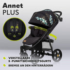 LIONELO Annet Plus Buggy bis 22 kg mit Liegefunktion, Kinderwagen klein zusammenklappbar mit Zubehör, Eva-Schaum-Räder, Moskitonetz, Fußdecke Getränkehalter, Korb