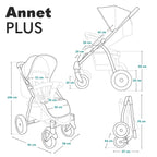 LIONELO Annet Plus Buggy bis 22 kg mit Liegefunktion, Kinderwagen klein zusammenklappbar mit Zubehör, Eva-Schaum-Räder, Moskitonetz, Fußdecke Getränkehalter, Korb