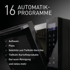 Panasonic NN-DF38PBEPG Kombi-Mikrowelle & Grill, 1000 W, 23 l, Inverter-Tech, Eco Kombi Modus, Flachbett, 16 Auto-Programme & Auftau-Modi, emailliertes Blech, Gitterrost, leichte Reinigung, Schwarz