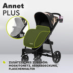 LIONELO Annet Plus Buggy bis 22 kg mit Liegefunktion, Kinderwagen klein zusammenklappbar mit Zubehör, Eva-Schaum-Räder, Moskitonetz, Fußdecke Getränkehalter, Korb