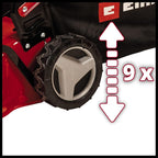 Einhell Benzin-Rasenmäher GC-PM 46/5 S (2 kW, bis 1.400 m², 1 Zylinder, 4-Takt-Motor, abschaltbarer Hinterradantrieb, 9-stufige zentrale Schnitthöhenverstellung 25-80 mm)