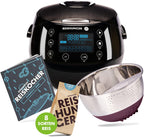 REISHUNGER Digitaler Reiskocher & Dampfgarer Schwarz | 1,5 L bis 8 Personen | Warmhaltefunktion, Timer & Premium Innentopf | Multikocher, 12 Programme, 7-Phasen-Technologie