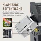 RÖSLE Elektrogrill BBQ-Portable Videro E2-P, tragbarer Tischgrill mit 2 Brennern, Warmhalterost und Deckel mit Glaseinsatz, pulverbeschichteter Stahl, schwarz/silbern
