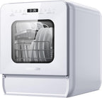 AIRMSEN Tischgeschirrspüler Mini Geschirrspüler mit wassertank klarspüler spülmaschine mit 9 Programme 37 * 50cm Ultra-Schmal & Tief, 1-24H Timer, 360° Doppelspray Schlauch-/Schlauchlos Weiß (Weiß)