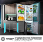 Hisense RB327N4AD2 Kühl-Gefrierkombination/ NoFrostPlus/ Multiflow 360°/ HolidayMode/ FreshZone/ 182,4 cm/ Kühlteil 171 l/ Gefrierteil 85 l/ 41 dB/ 287 kWh/ Jahr/ Edelstahl-Look