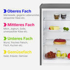 Réfrigérateur 133L inox VS2195-1-inox, Capacité nette : 133 litres, Éclairage intérieur à DEL, Contrôle de la température en continu, 3 clayettes en verre