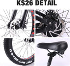 ride66 Vélo électrique VTT pour Homme Adulte, 26 Pouces 21Ah Batterie au Lithium Shimano 7 Vitesses, Vélo Homme Fat Bike Noir XL