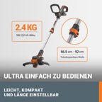 WORX 18V(20V MAX) Akku Rasentrimmer WG163E.3, 2-in-1 rasenkantenschneider mit 90° drehbarer Trimmerkopf, Teleskopstiel, Powershare, 2 x 2,0 Ah Akku