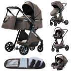 YAZOCO kinderwagen 3 in 1, Zusammenklappbar kinderwagen mit Wickeltasche,Komplettset Becherhalter,Moskitonetz, Fußabdeckung,Sitzzubehör (4 Rosa)