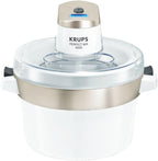 Krups GVS241 Eismaschine Venice Perfect Mix | 1L hausgemachtes Eis, Sorbet, Frozen Jogurth | Ohne Kompressor | Inklusive Rezeptheft und Silikonlöffel | Digitalanzeige und Signalton, Weiß