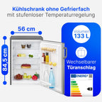 Réfrigérateur 133L inox VS2195-1-inox, Capacité nette : 133 litres, Éclairage intérieur à DEL, Contrôle de la température en continu, 3 clayettes en verre