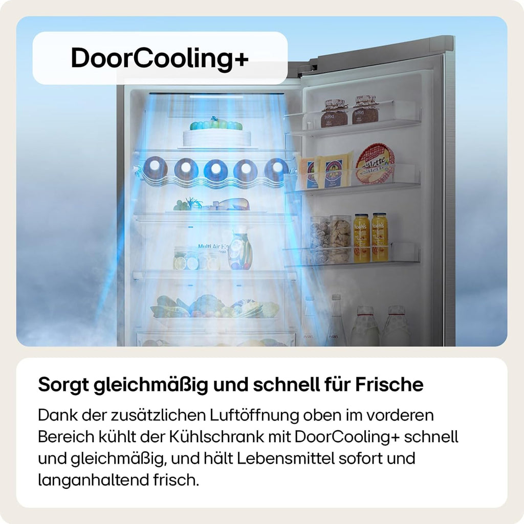 LG GBV22NCCEP Kühl-/Gefrierkombination – Smart Inverter Compressor, Total No Frost, Modern Flat Door Design, Matt Schwarz Metallic, Energieeffizienz A