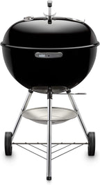 Weber Classic Kettle barbecue au charbon de bois, surface de cuisson Ø 57cm, barbecue avec couvercle et cuve en acier emaillé, thermomètre intégré au couvercle, trépied et roues - Noir (1341504)