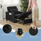 HOMCOM Schlafsessel Klappbett 3in1 verstellbar mit Rollen