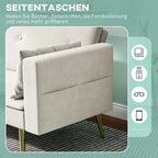 HOMCOM Schlafsofa 2-Sitzer mit 3-fach verstellbarer Rückenlehne, Seitentasche
