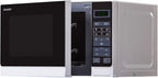 Sharp R242INW Solo-Mikrowelle / 20 L / 800 W / 5 Leistungsstufen / 8 Automatikprogramme / Gewicht- und zeitgesteuerte Auftauen / Kindersicherung / Energiesparmodus / Glasdrehteller (25,5 cm) / silber