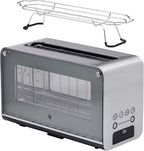 WMF Lono Toaster Glas mit Brtchenaufsatz, 2 Scheiben, XXL, motorisierte Toastaufnahme, Aufwrm-Funktion, 7 Brunungsstufen, Toaster edelstahl matt