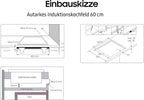 Samsung NZ64M3NM1BB Autarkes Induktionskochfeld, 60 cm große Herdplatte aus Glaskeramik, Rahmenlos, 4 Kochzonen mit Touch Steuerung, 9 Leistungsstufen, 4 Booster, Kindersicherung, Schwarz