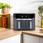 Tefal Dual Easy Fry Heißluftfritteuse Doppelkammer, 5,2/3,1 L Fassungsvermögen, zwei unabhängige Schubladen, 7 automatische Programme, energiesparend, schwarz, EY9018