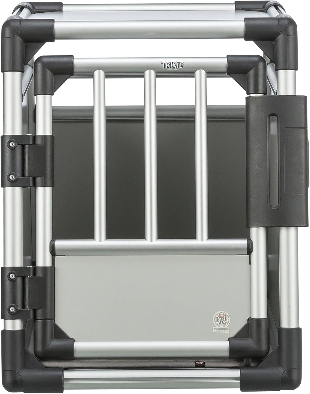 TRIXIE Hunde-Transportbox, Aluminium, L: 92 x 64 x 78 cm, grafit, rutschfste Liegematte, Klettleiste am Boden, Sicherheitsverschluss, stabil und geruscharm, hochgeschlossene Wnde - 39338