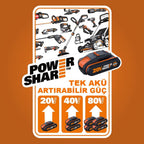 WORX WG252E.9 Akku Teleskop Heckenschere - 45cm Schnittbreite - 10-Fach Verstellbarer Teleskopstiel bis 3,20 Meter Hhe - PowerShare kompatibel - Ohne Akku & Ladegert