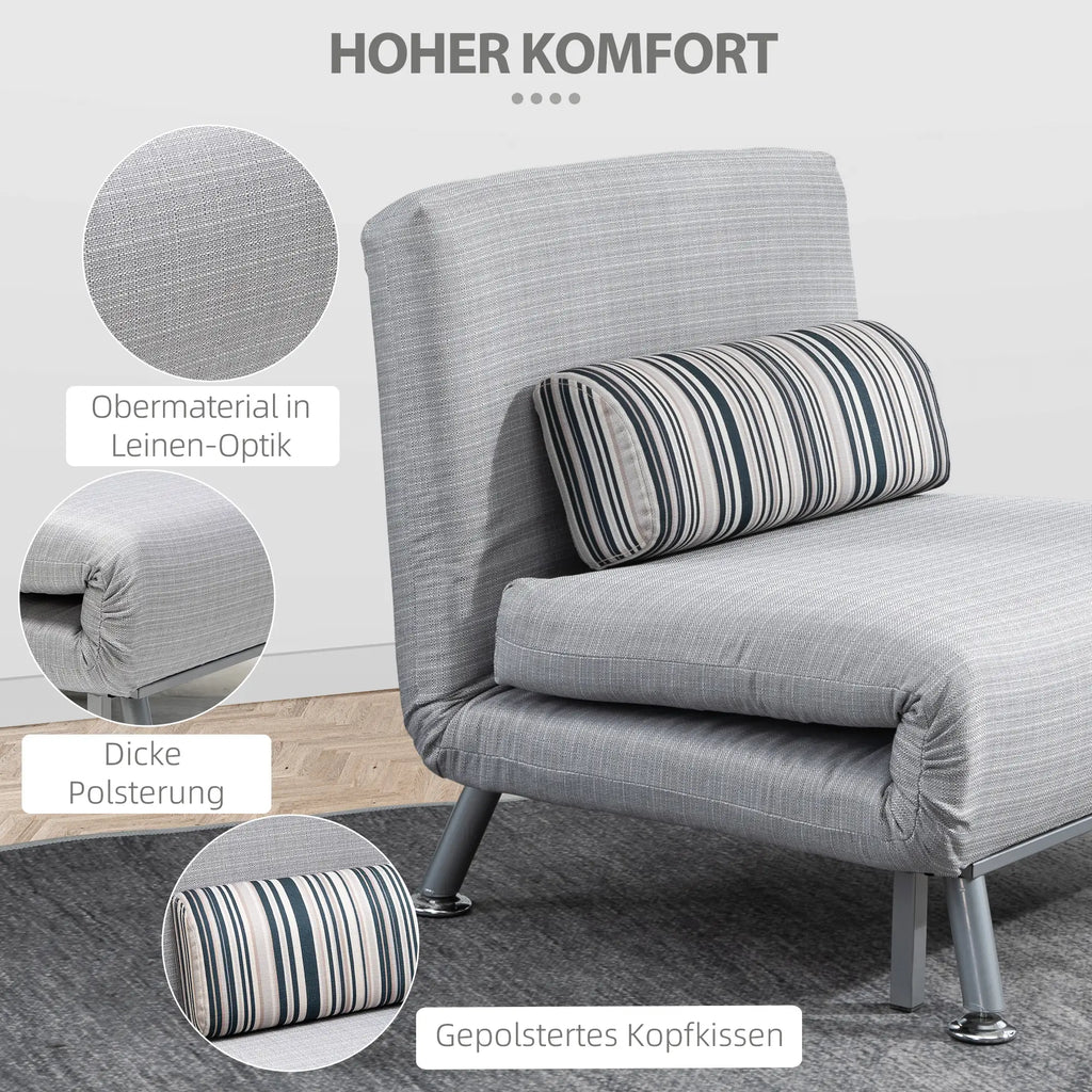 HOMCOM Schlafsessel Gästebett 2-in-1 mit verstellbarer Rückenlehne