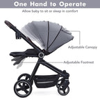 3 in 1 Kinderwagen Set mit umkehrbarem Sport-Sitz, Babywanne & Buggy – Ein-Klick-Zusammenklappbar, Leicht & Tragbar mit Großem Regenschutz