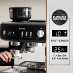 Breville Barista Max Siebträgermaschine | Espressomaschine/Kaffeemaschine mit integriertem Mahlwerk und Milchaufschäumer| 2,8-l-Wasserbehälter | Italienische Pumpe mit 15 Bar | Edelstahl [VCF126X]