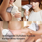 Philips Lumea IPL Haarentfernungsgerät 8000 Series – Haarentfernungsgerät mit SenseIQ Technologie, 4 Aufsätze und Satin Compact Korrekturtrimmer (Modell BRI949/00)