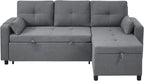 Canapé Convertible en Forme de L,canape lit 2 Places Convertible Gris,canapé 3 Places lit gigogne avec Fonction Couchage,équipé d'un Espace de Rangement
