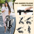 Gcarebb 3 in 1 Kinderwagen, Buggy Mit Auto Babyschale, Mit Höhenverstellbarer Kinderwagen Komplettset, KombiKinderwagen Mit Aluminiumrahmen für Neugeborene 0-4 Jahre