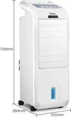 Midea Luftkühler mit Wasserkühlung, Klimaanlage Mobil, Ventilator mit 5L Wasserkühlung, Luftbefeuchter und Ionisation, Klimaanlage Ohne Abluftschlauch, 355m³/h, Ventilator mit Fernbedienung,55W,Weiß
