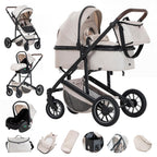 Gcarebb 3 in 1 Kinderwagen, Buggy Mit Auto Babyschale, Mit Höhenverstellbarer Kinderwagen Komplettset, KombiKinderwagen Mit Aluminiumrahmen für Neugeborene 0-4 Jahre