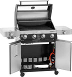 RÖSLE Elektrogrill BBQ-Portable Videro E2-P, tragbarer Tischgrill mit 2 Brennern, Warmhalterost und Deckel mit Glaseinsatz, pulverbeschichteter Stahl, schwarz/silbern