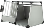TRIXIE Hunde-Transportbox, Aluminium, L: 92 x 64 x 78 cm, grafit, rutschfste Liegematte, Klettleiste am Boden, Sicherheitsverschluss, stabil und geruscharm, hochgeschlossene Wnde - 39338