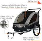 Tiggo S2 Kinderanhänger mit Federung Jogger 2 in 1 Kinder Buggy fahrradanhänger Anhänger 360° Drehbar