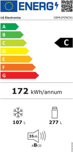 LG GBV22NCCEP Kühl-/Gefrierkombination – Smart Inverter Compressor, Total No Frost, Modern Flat Door Design, Matt Schwarz Metallic, Energieeffizienz A