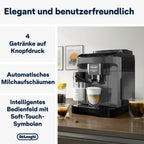 De'Longhi Magnifica Evo Next ECAM312.80.TB, Kaffeevollautomat mit 13 Getränken (Cappuccino, Espresso, Latte Macchiato), 2,4'' TFT Farbdisplay, LatteCrema Milchsystem, 2-Tassen-Funktion, Titan