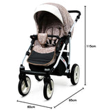 BabyLux® Bambimo Kinderwagen Set 3 in 1 - White Lux - incl. Babywanne, Buggy Sportsitz, Auto-Babyschale - Autositz - Kinderwagenset - Kombikinderwagen mit Wickeltasche, Regenschutz usw.