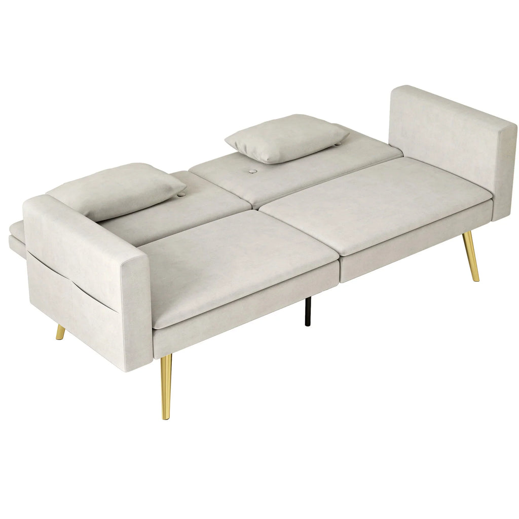 HOMCOM Schlafsofa 2-Sitzer mit 3-fach verstellbarer Rückenlehne, Seitentasche