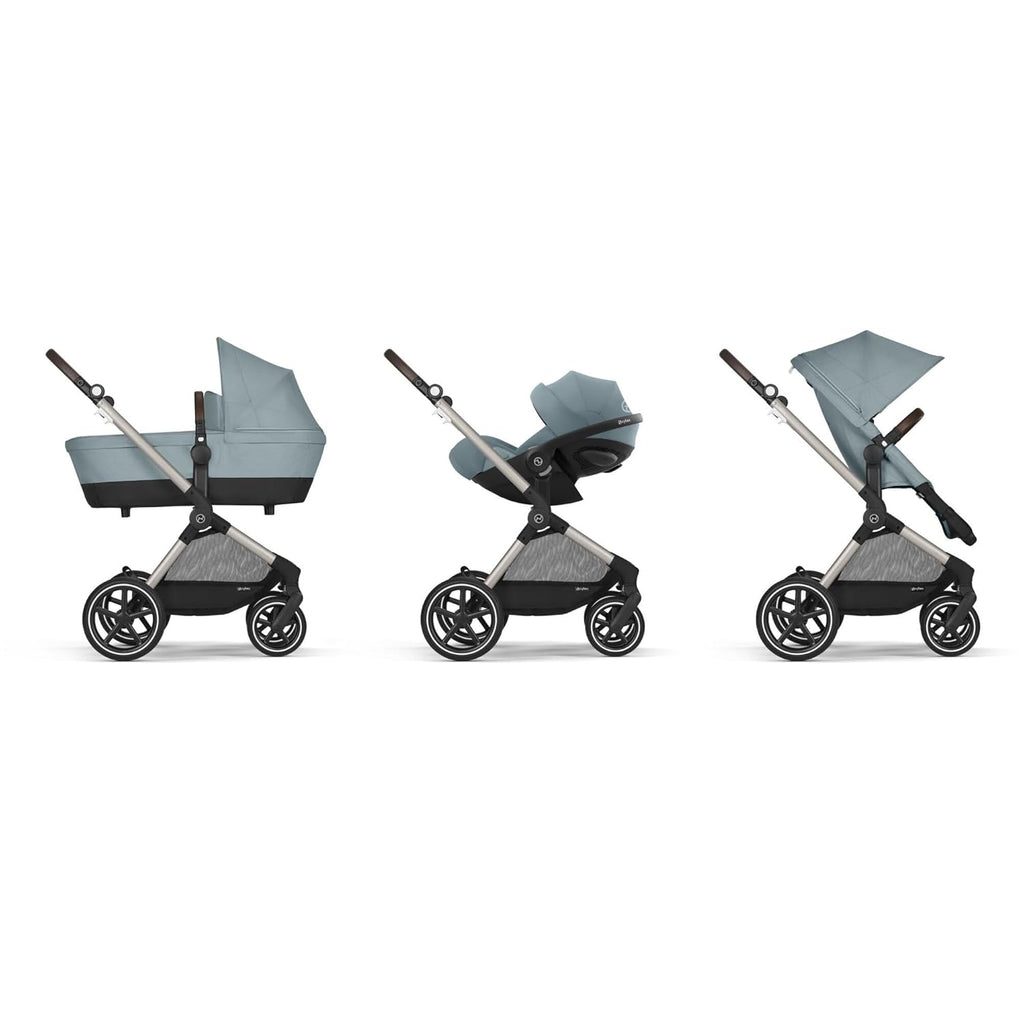 CYBEX Gold Kinderwagen EOS Lux 2-in-1, Reisesystem, Ab Geburt bis 22 kg (ca. 4 Jahre), Moon Black
