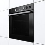 Gorenje Einbauherd-Set Heißluft Inox Set 4 mit Glaskeramik-Kochfeld / 77 Liter / ExtraSteam / GentleClose & Open / EcoClean / AirFry / PizzaMode / PerfectGrill / Teleskopauszüge / Inox-Look
