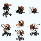 3 in 1 Kombikinderwagen 3 in 1 Reisesysteme Kinderwagen Infant Hochlandschaft Liegender Buggy Kinderwagen Neugeborenen Kinderwagen Faltbarer Standardkinderwagen (906 White)