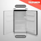 TELEFUNKEN Kühlschrank ohne Gefrierfach, Freistehend, 90 L Gesamt-Nutzinhalt, Kühlschrank klein mit Gemüsefach & 3 Ablagen, Temperaturregelung, LED Innenbeleuchtung, CF-31-121-B schwarz