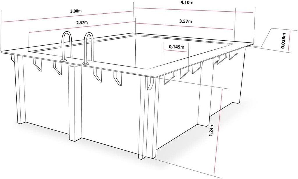 Habitat et Jardin Piscine Bois Rectangle Caimans - 4.10 x 3.00 x 1.24 m