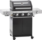 RÖSLE Elektrogrill BBQ-Portable Videro E2-P, tragbarer Tischgrill mit 2 Brennern, Warmhalterost und Deckel mit Glaseinsatz, pulverbeschichteter Stahl, schwarz/silbern