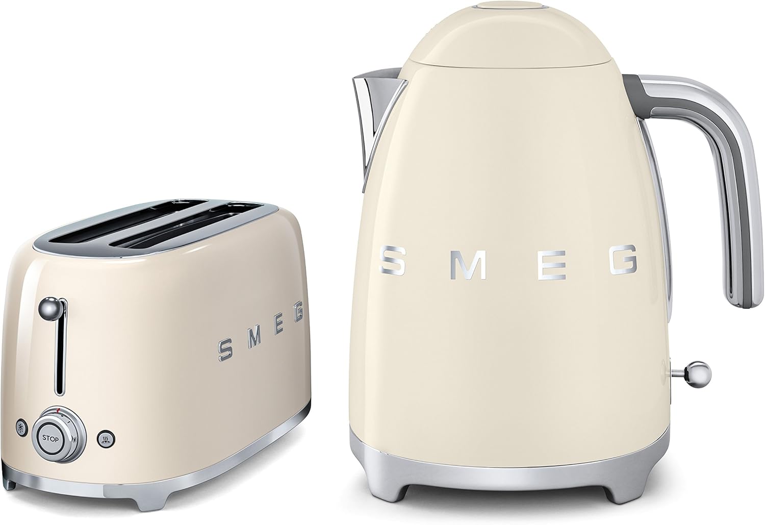 Smeg TSF02CRUK KLF01CRUK Ensemble grille-pain et bouilloire style rétro années 50 Crème