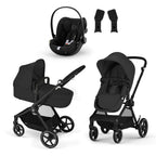 CYBEX Gold Kinderwagen EOS Lux 2-in-1, Reisesystem, Ab Geburt bis 22 kg (ca. 4 Jahre), Moon Black