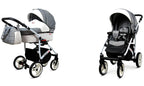BabyLux® Bambimo Kinderwagen Set 3 in 1 - White Lux - incl. Babywanne, Buggy Sportsitz, Auto-Babyschale - Autositz - Kinderwagenset - Kombikinderwagen mit Wickeltasche, Regenschutz usw.