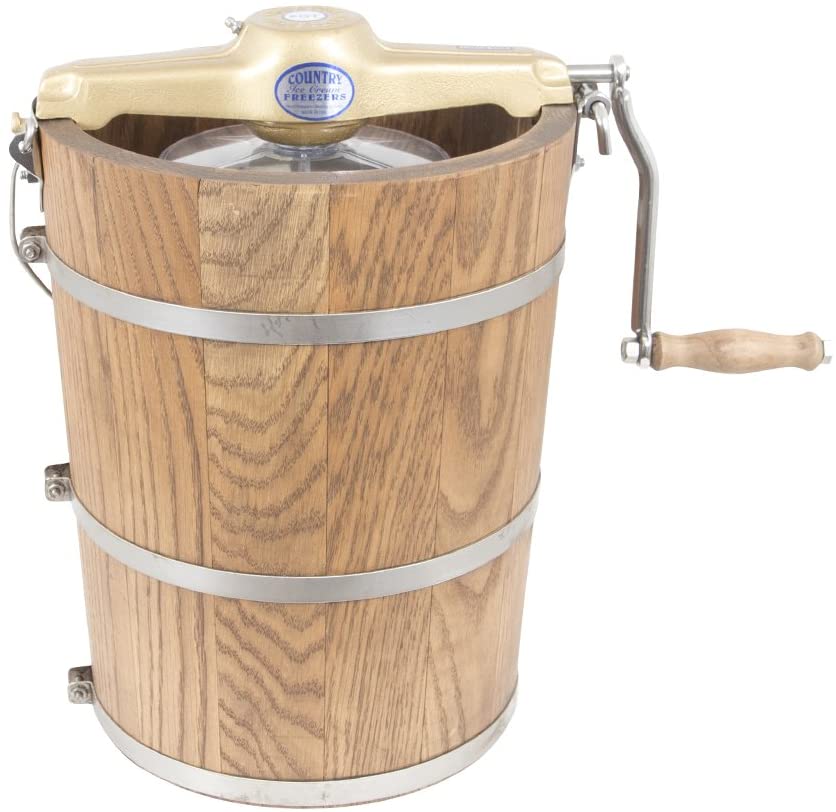 Sorbetière de campagne 6 pintes – Cuve en bois classique – Manivelle à main